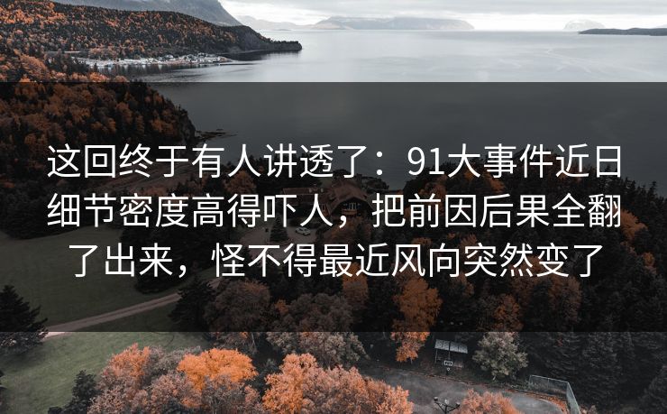 这回终于有人讲透了：91大事件近日细节密度高得吓人，把前因后果全翻了出来，怪不得最近风向突然变了
