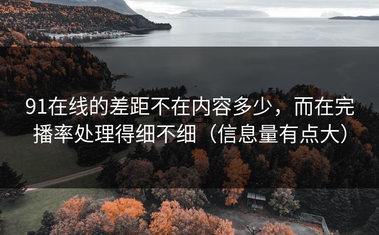 91在线的差距不在内容多少,而在完播率处理得细不细(信息量有点大) 91在线的差距不在内容多少,而在完播率处理得细不细(信息量有点大)